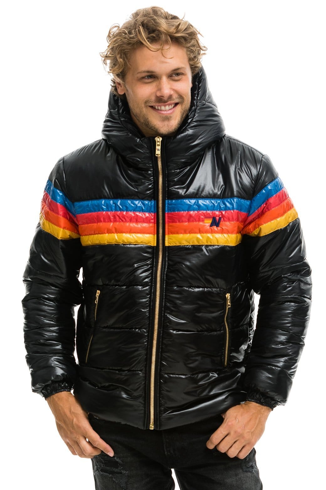 Classic 4 STRIPE LUXE TREKKER JACKET - GLOSSY BLACK