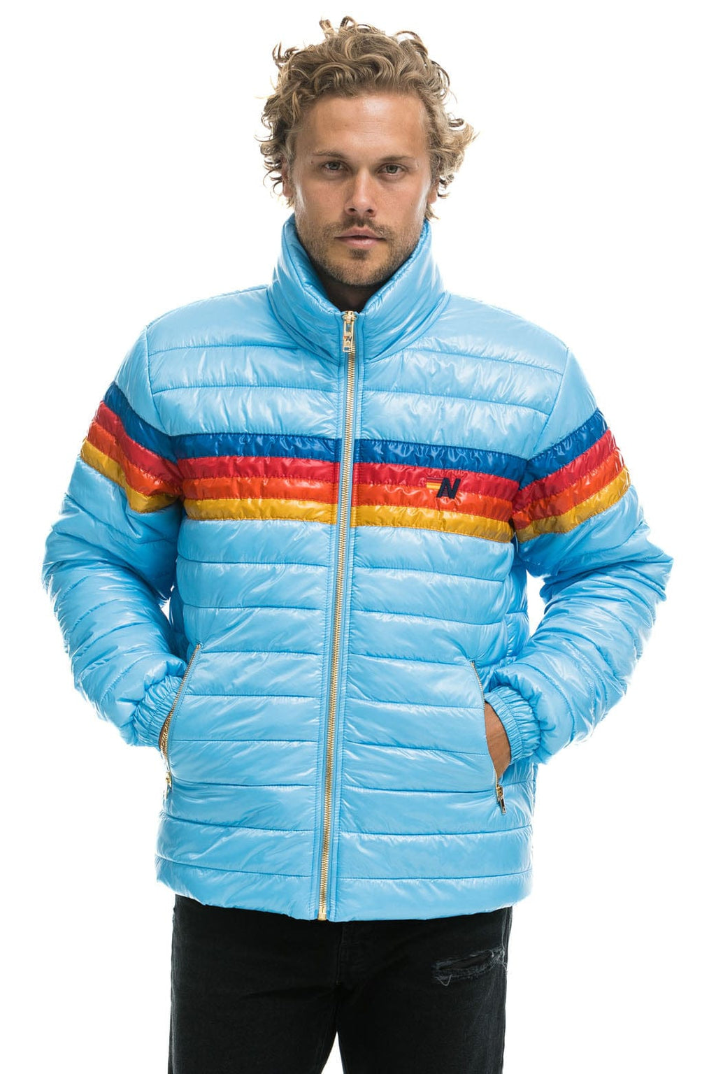 Retro 4 STRIPE TRAVELER JACKET - GLOSSY SKY