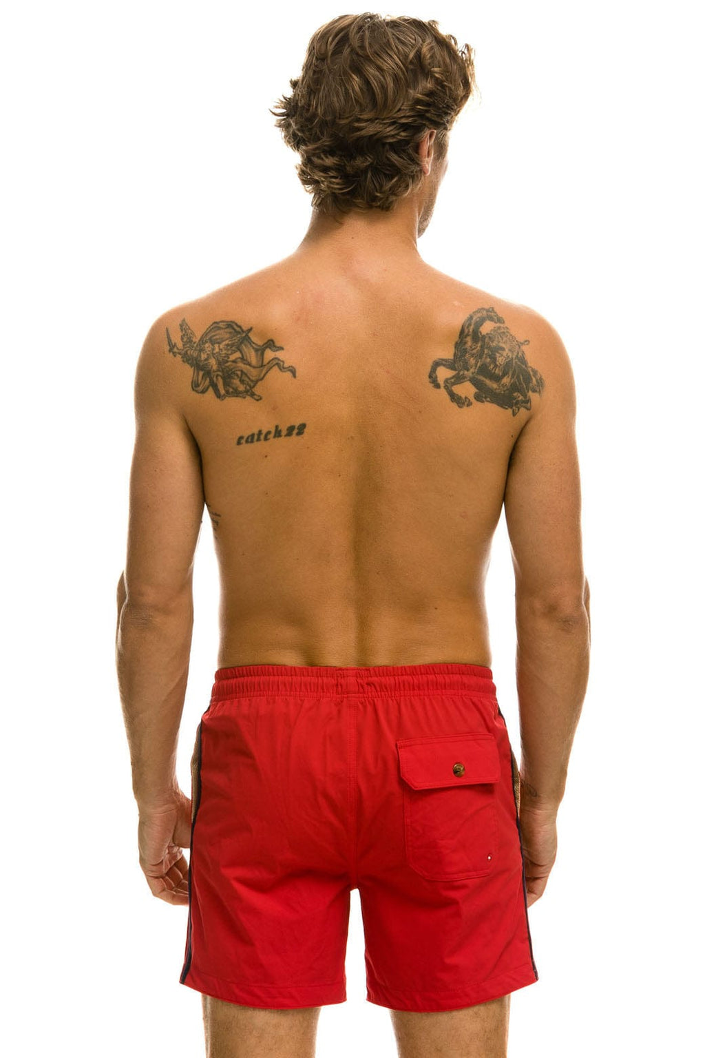 Classic MENS 5 STRIPE FLEX SHORTS - RED