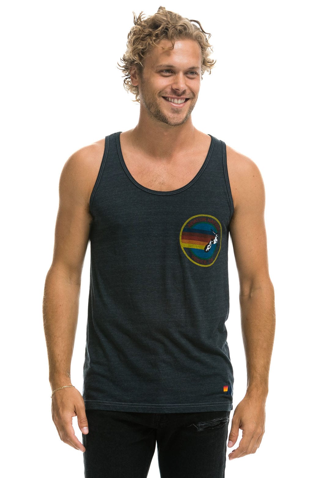 Retro MENS AVIATOR NATION VENICE TANK - CHARCOAL