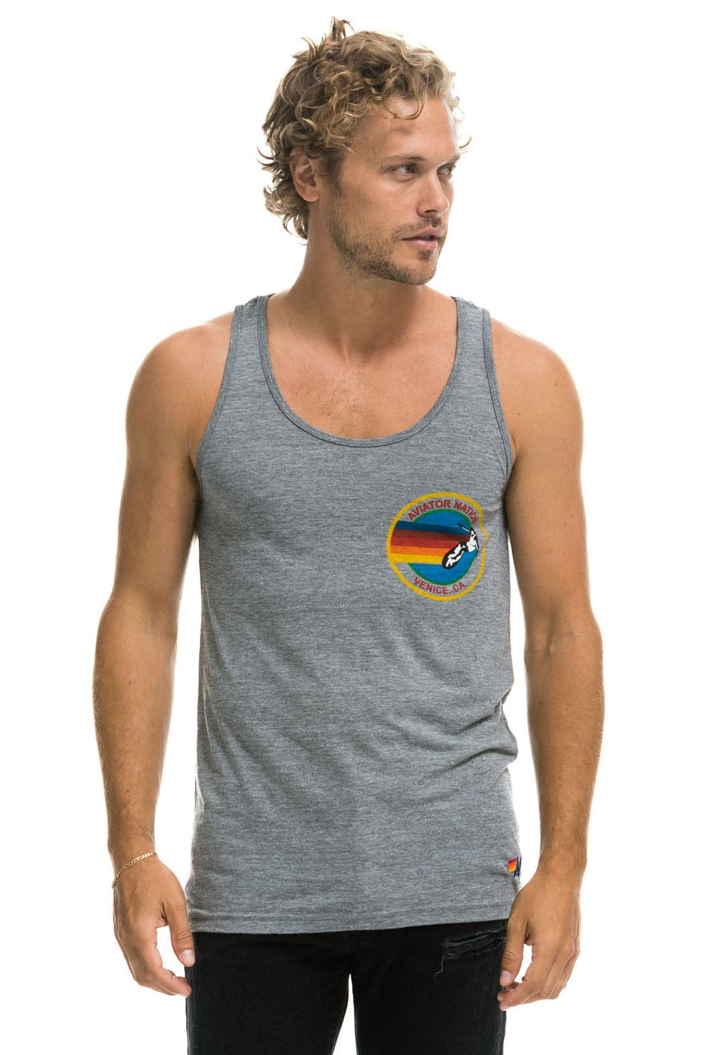 Retro MENS AVIATOR NATION VENICE TANK - HEATHER GREY