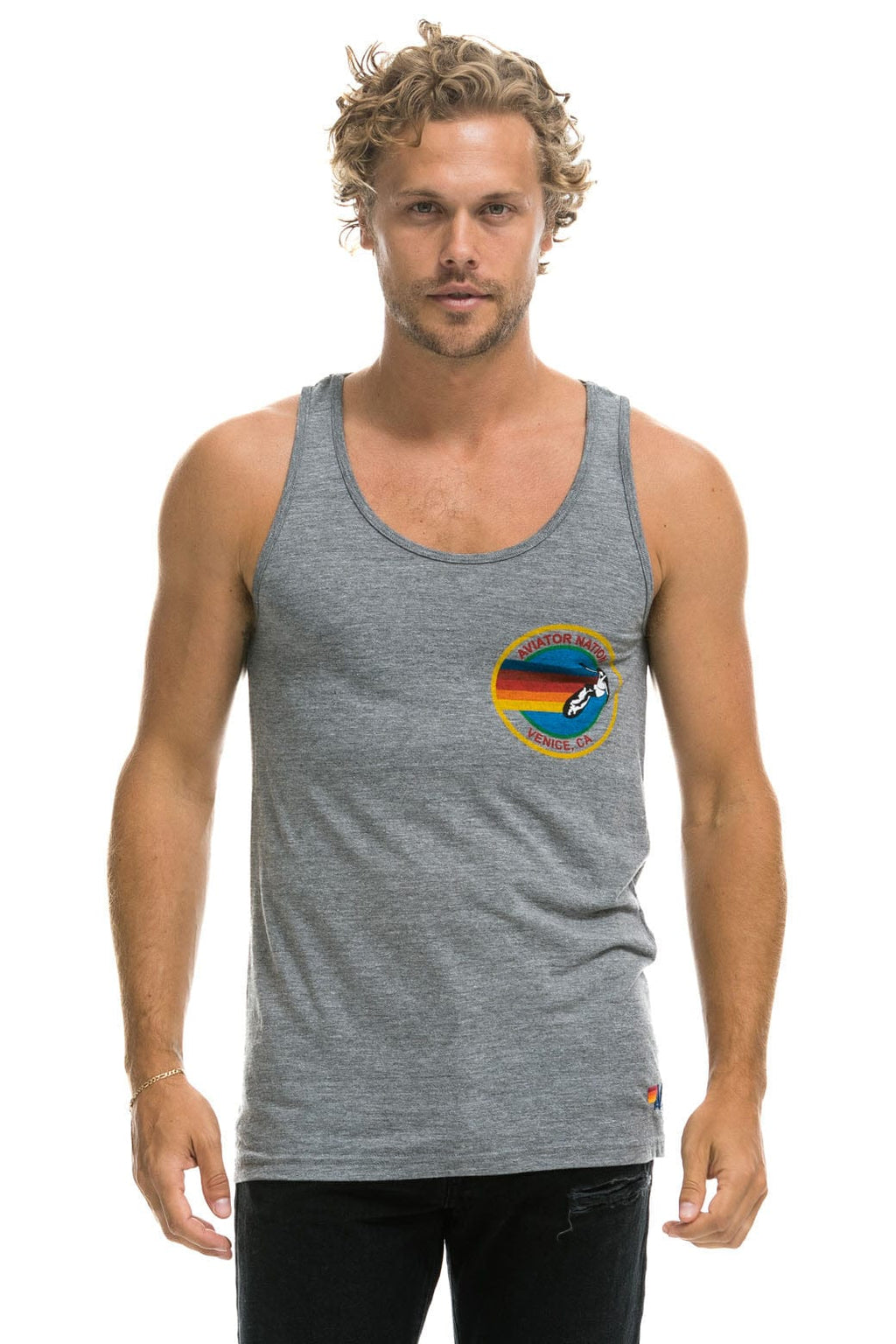 Retro MENS AVIATOR NATION VENICE TANK - HEATHER GREY