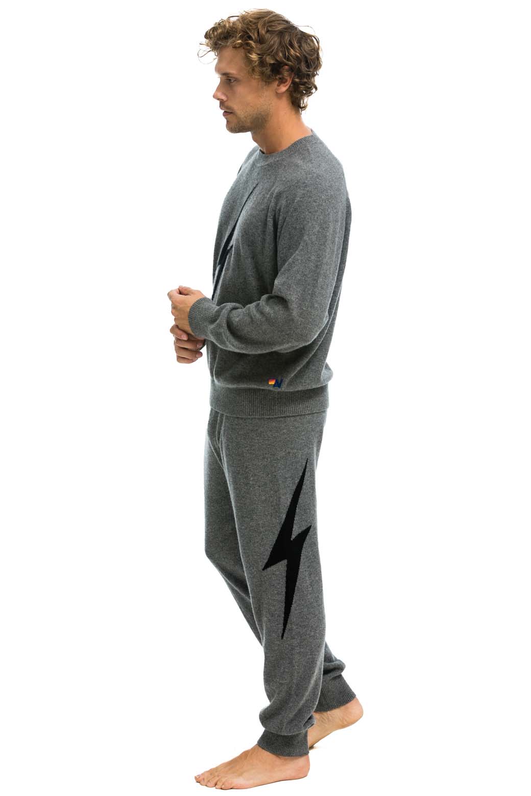 Retro MENS BOLT CASHMERE LIGHT SWEATER PANT - DEEP HEATHER BLACK BOLT