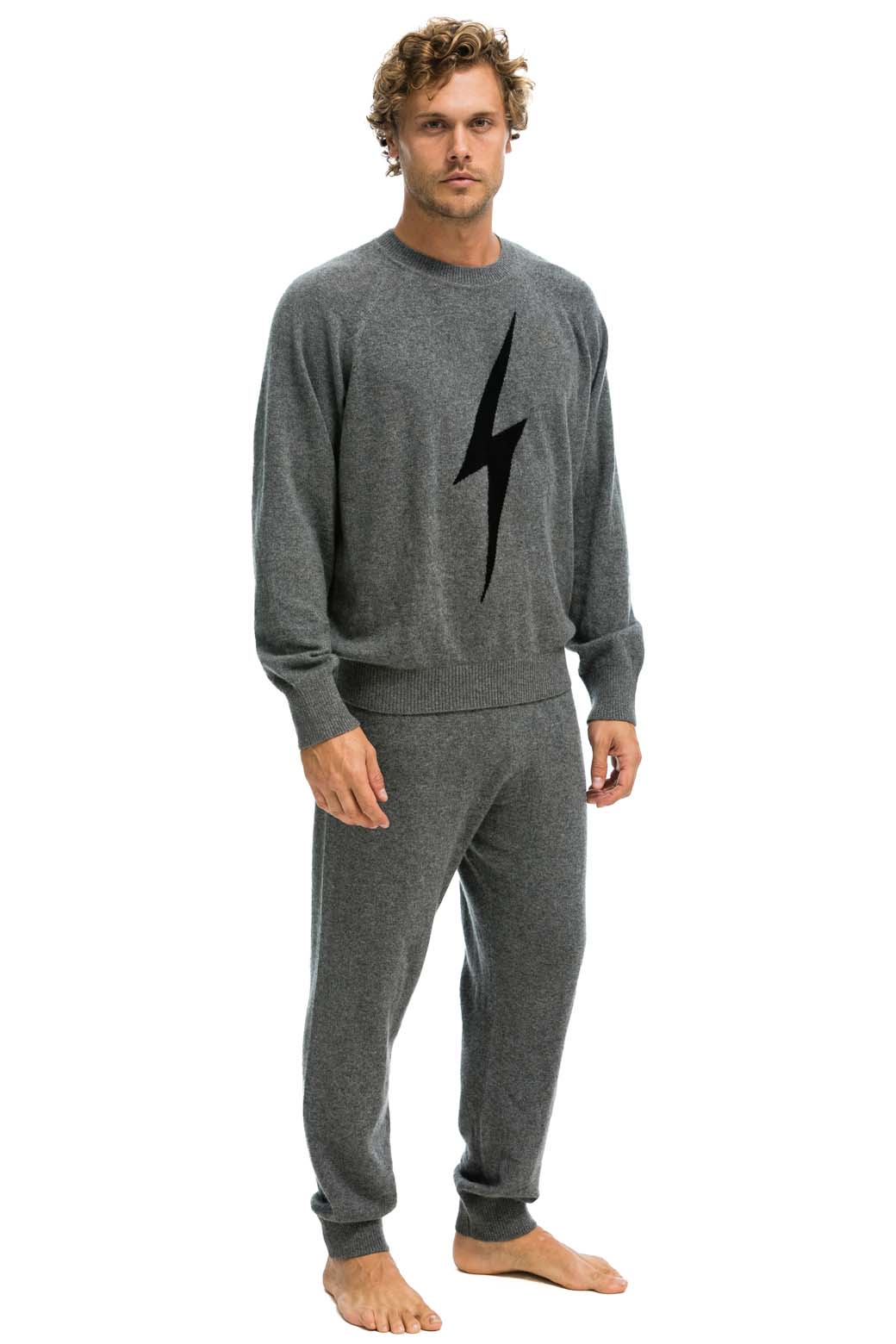 Retro MENS BOLT CASHMERE LIGHT SWEATER PANT - DEEP HEATHER BLACK BOLT