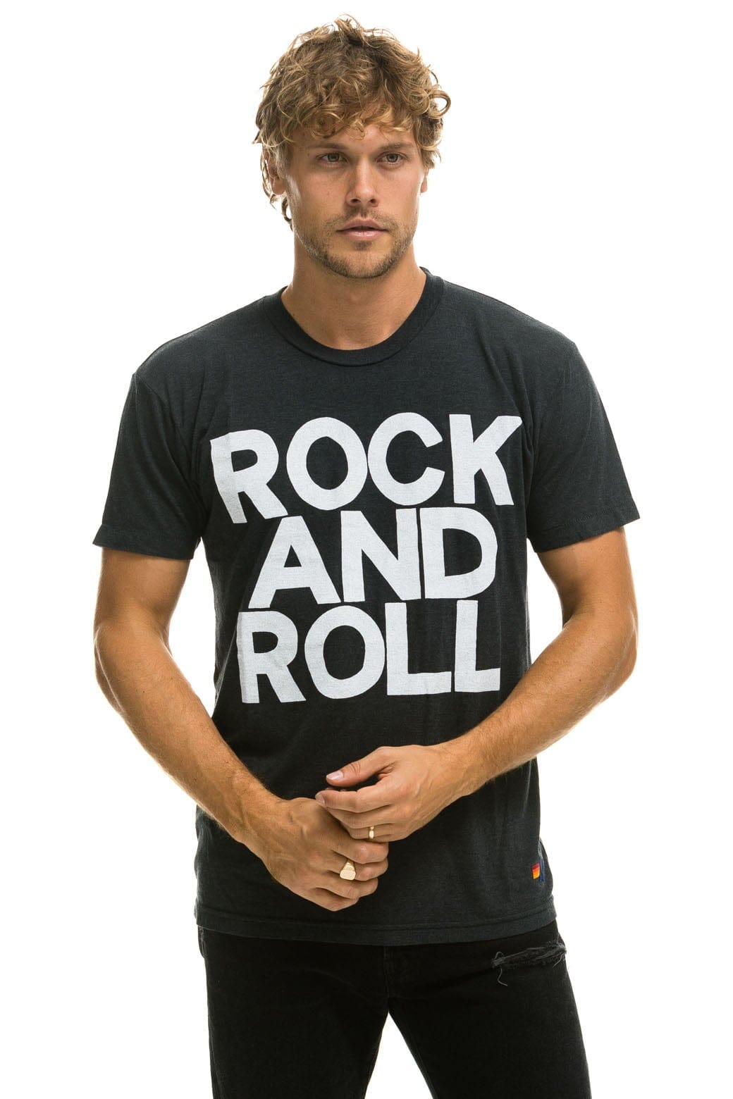 Retro ROCK AND ROLL TEE - CHARCOAL