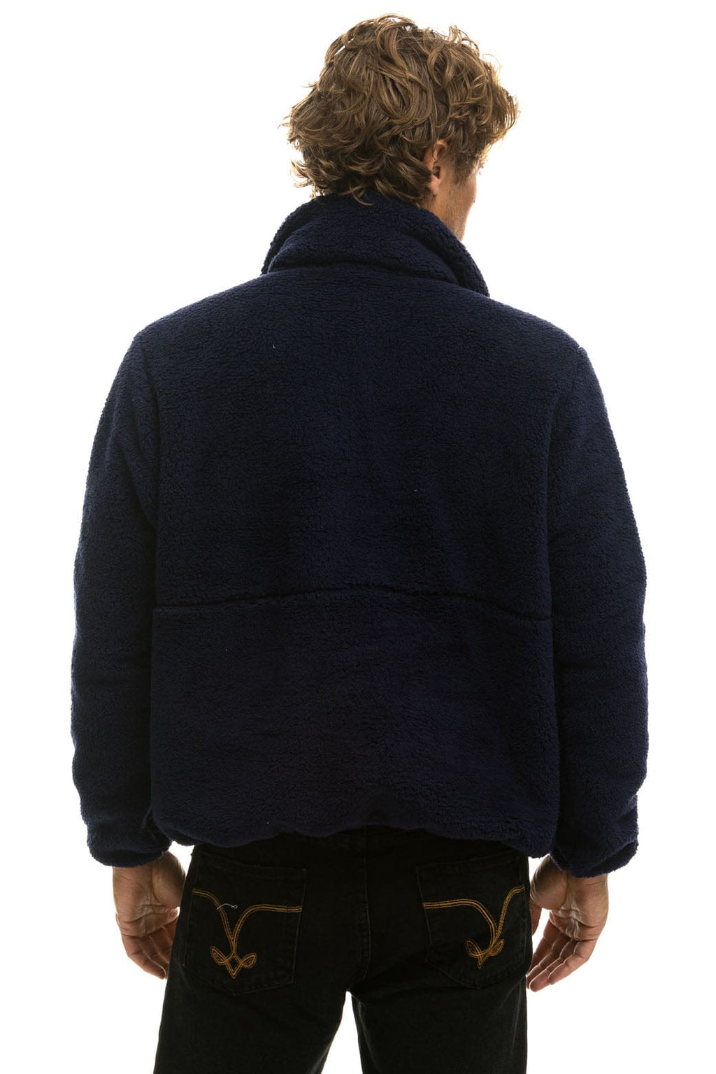 Retro TEDDY UNISEX HALF ZIP JACKET - NAVY