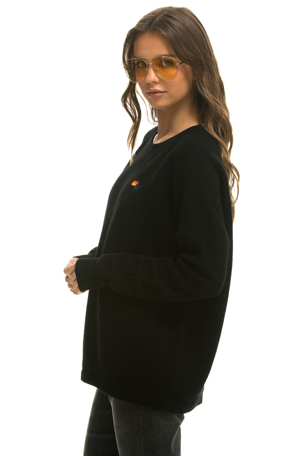 Retro VINTAGE CABIN 2 UNISEX CASHMERE SWEATER - BLACK
