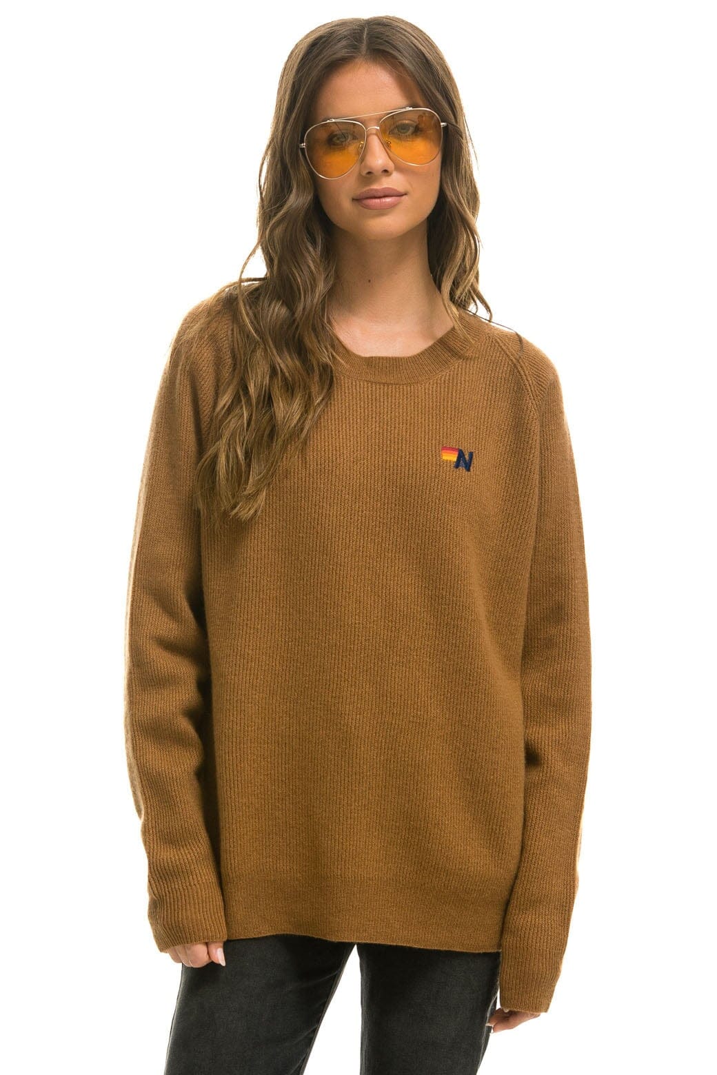 Retro VINTAGE CABIN 2 UNISEX CASHMERE SWEATER - BUTTERSCOTCH