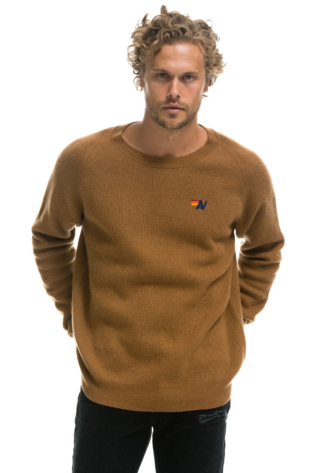 Retro VINTAGE CABIN 2 UNISEX CASHMERE SWEATER - BUTTERSCOTCH
