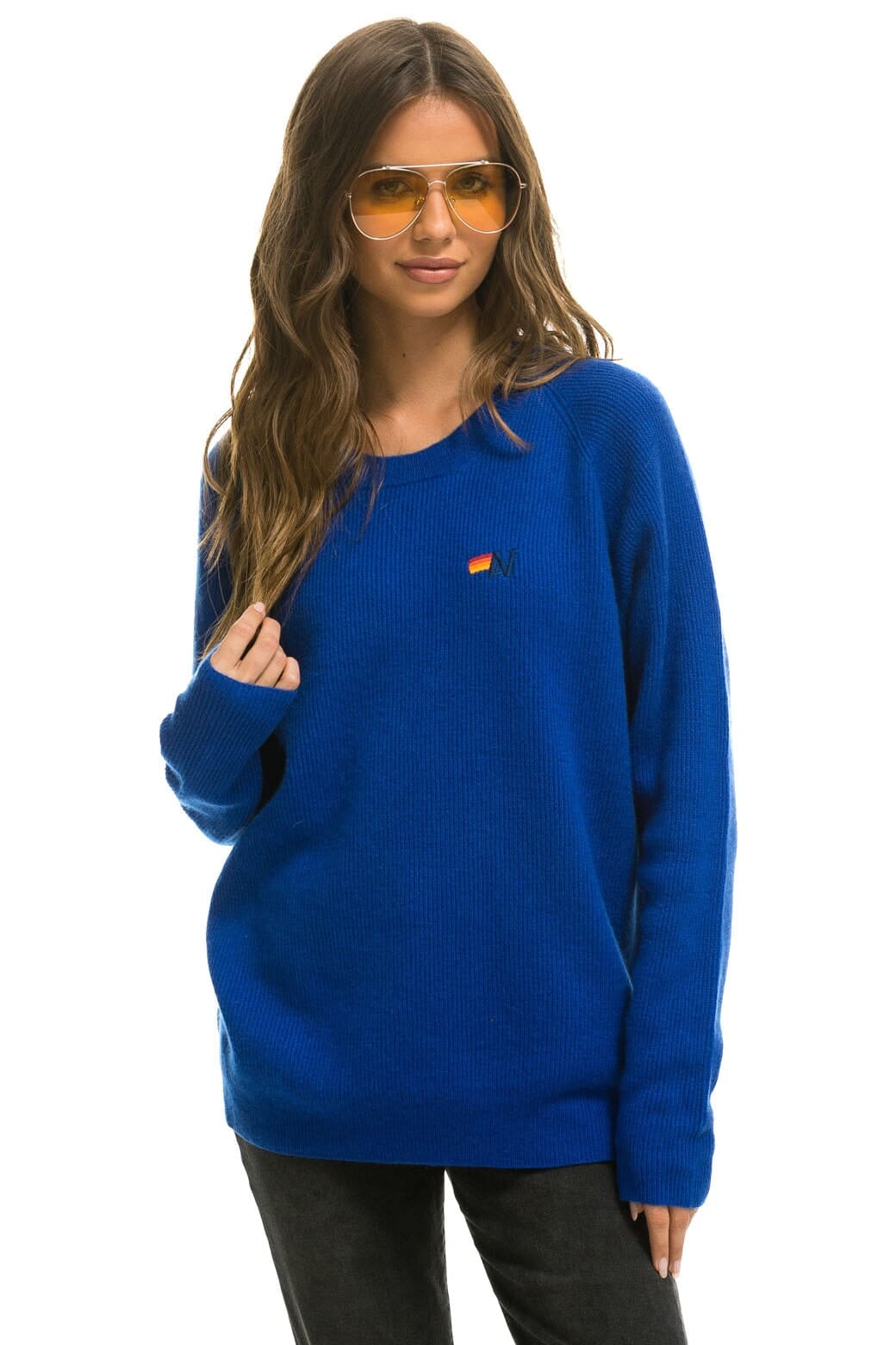 Retro VINTAGE CABIN 2 UNISEX CASHMERE SWEATER - LAPIS