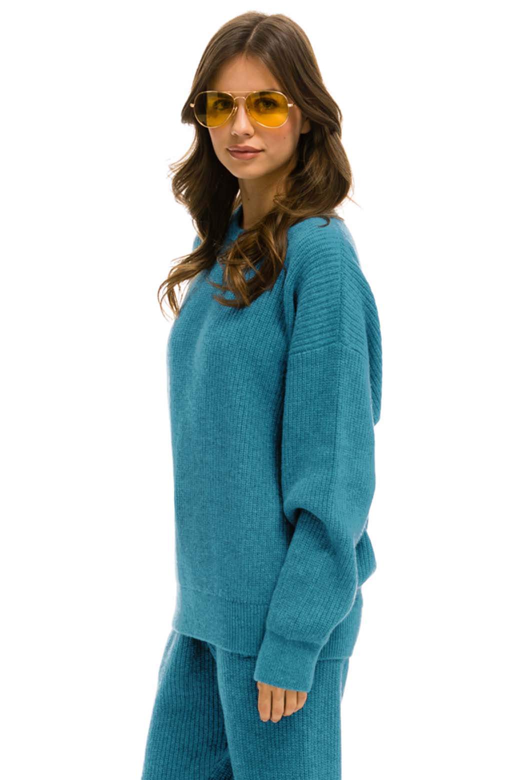 Retro VINTAGE CABIN UNISEX CASHMERE SWEATER - COBALT
