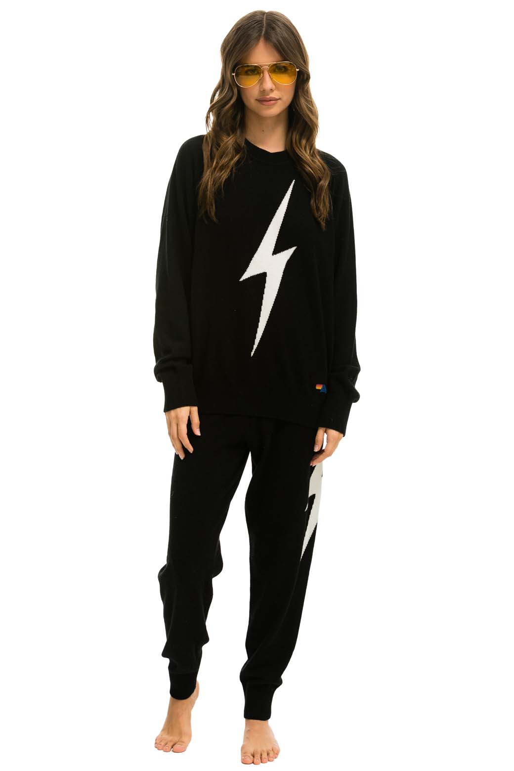 Retro BOLT CASHMERE LIGHT SWEATER PANT - BLACK WHITE BOLT