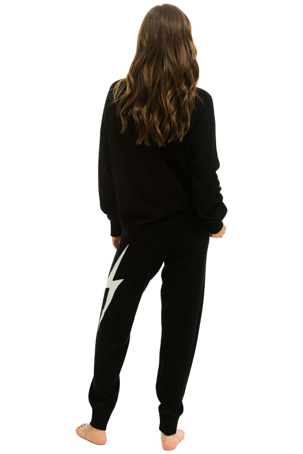Retro BOLT CASHMERE LIGHT SWEATER PANT - BLACK WHITE BOLT
