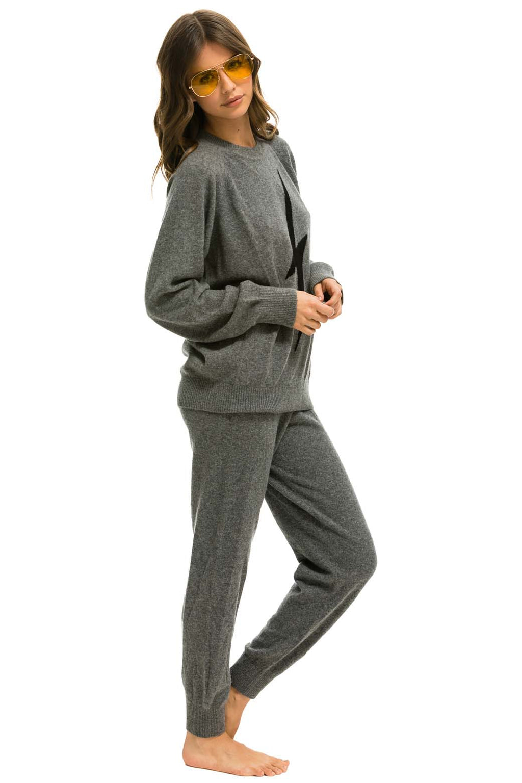 Retro BOLT CASHMERE LIGHT SWEATER PANT - DEEP HEATHER BLACK BOLT